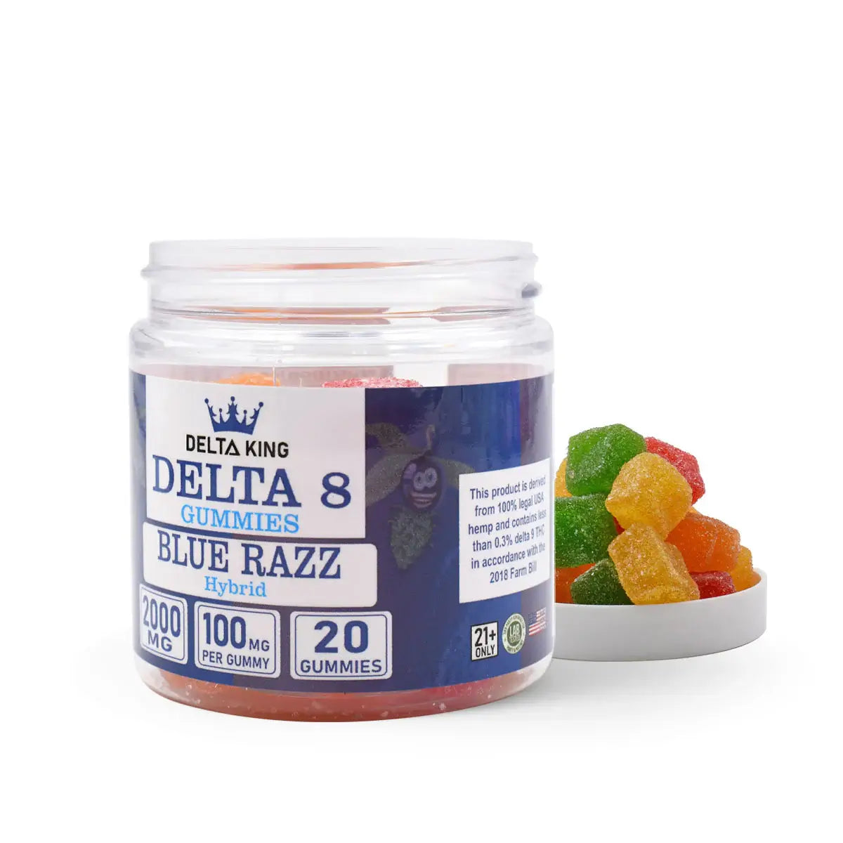 Blue Razz Delta 8 Gummies 20ct Hybrid Strains
