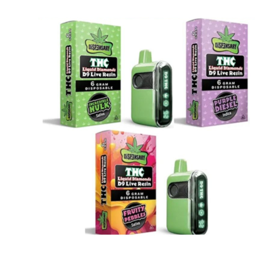 Dispensary THC Liquid Diamonds D9 Live Resin 6g Disposable