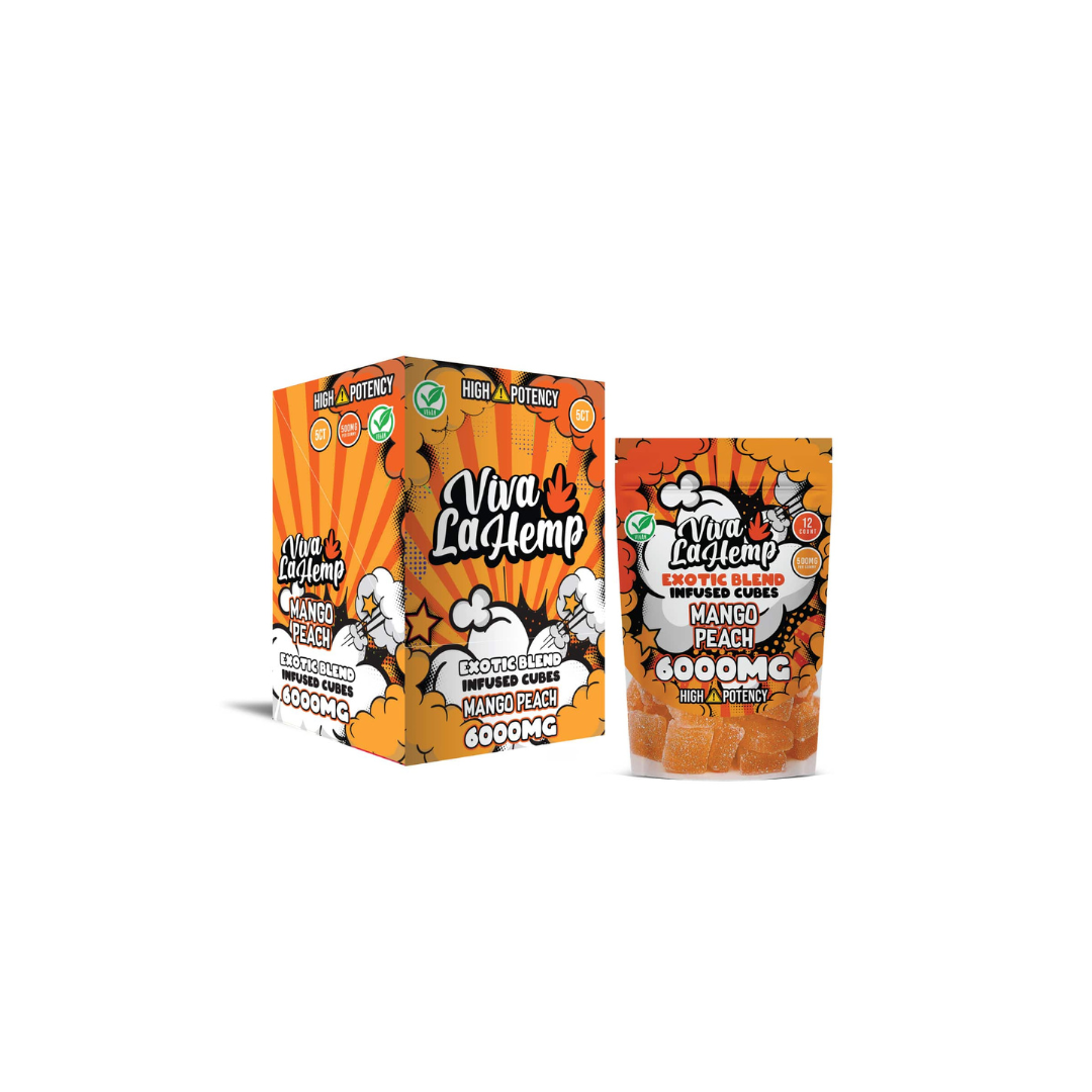 Viva La Hemp - Exotic Blend D8+CBN+HHC Mango Peach Gummies 6000mg
