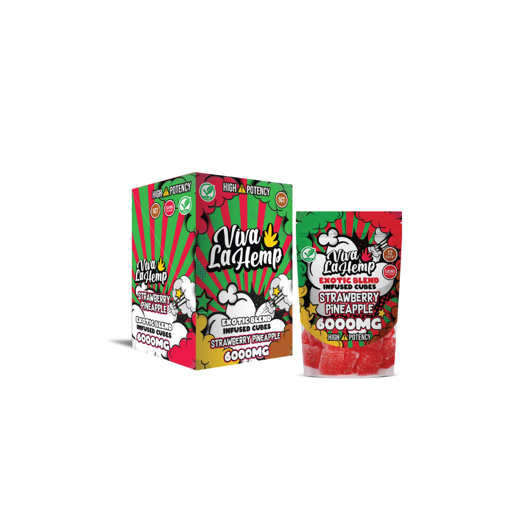 Viva La Hemp - Exotic Blend D8+CBN+HHC Strawberry Pineapple Gummies 6000mg