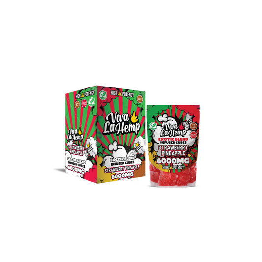 Viva La Hemp - Exotic Blend D8+CBN+HHC Strawberry Pineapple Gummies 6000mg