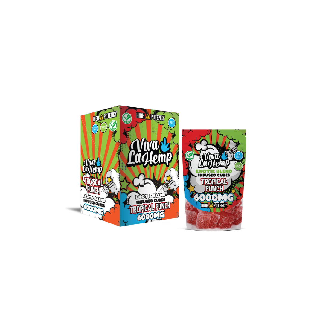 Viva La Hemp - Exotic Blend D8+CBN+HHC Tropical Punch Gummies 6000mg