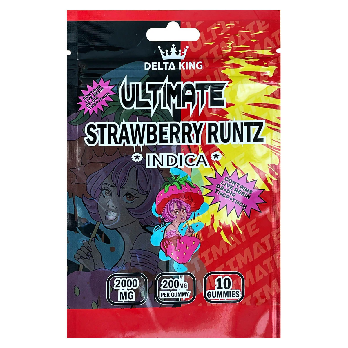 Delta King Ultimate THC Gummies 2000mg Hybrid Cannabis Strain 10ct.