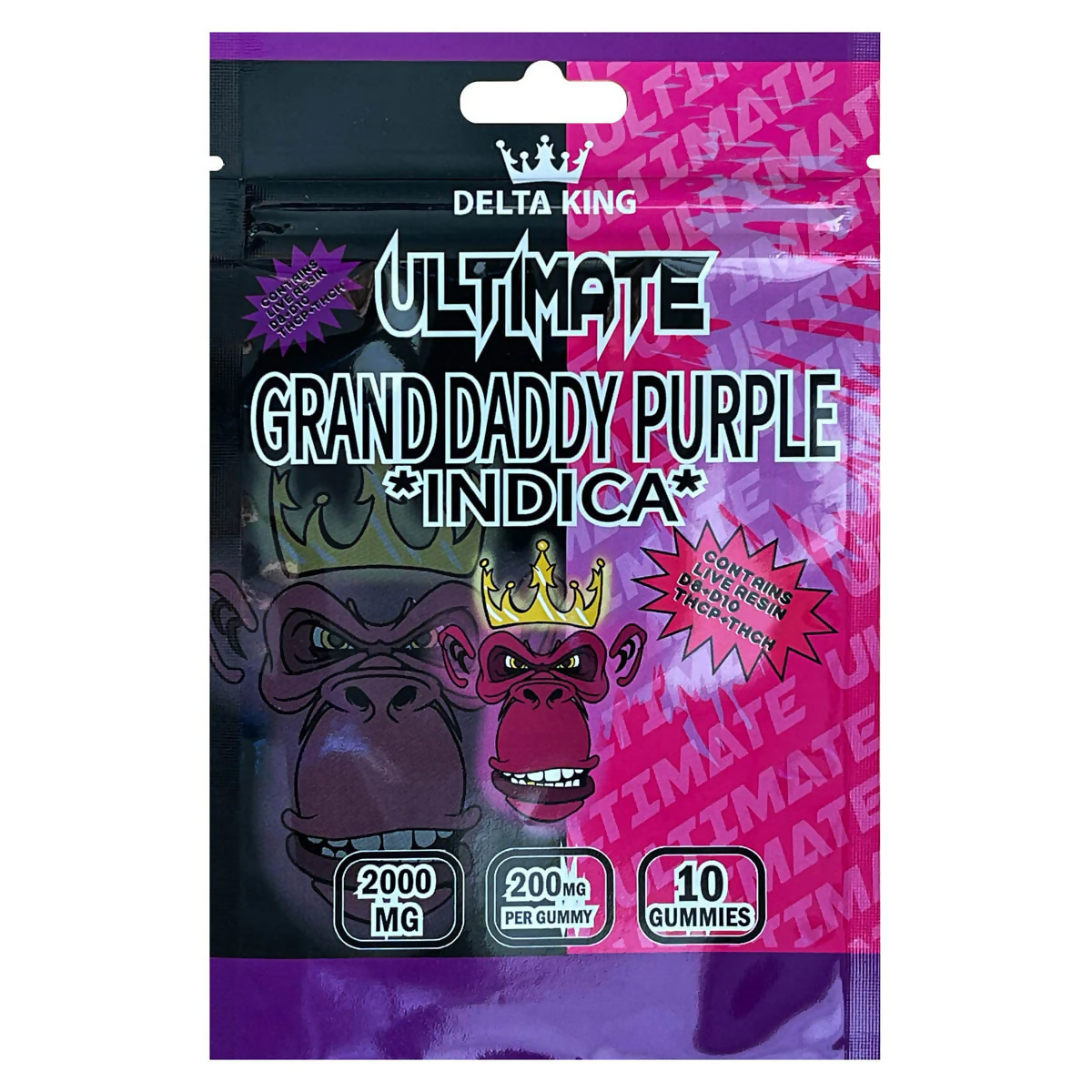 Delta King Ultimate THC Gummies 2000mg Hybrid Cannabis Strain 10ct.