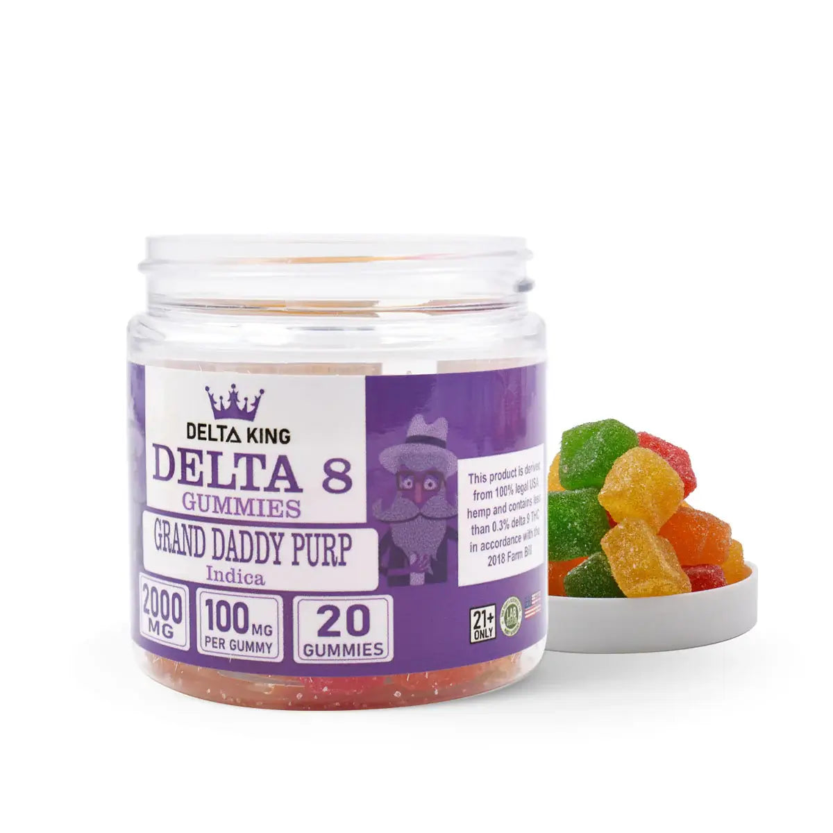 Grand Daddy Purple Delta 8 Gummies 20ct Indica Strains by Delta King