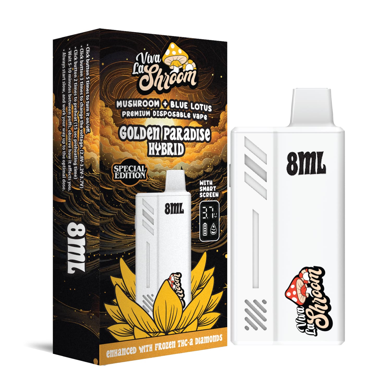 Mushroom-Blue-Lotus-_-Disposable-Vape-8ML-Golden-Paradise-Hybrid