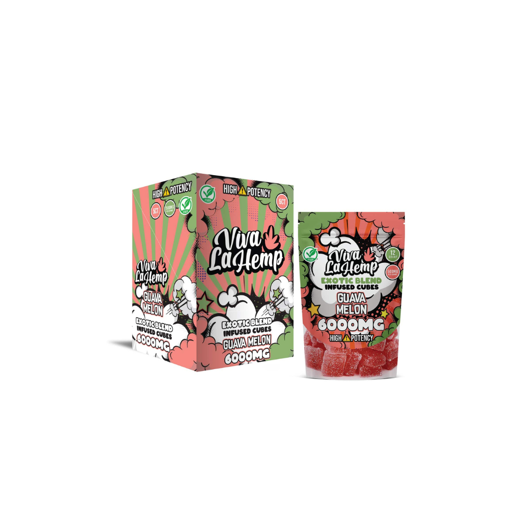 Viva La Hemp - Exotic Blend D8+CBN+HHC Guava Melon Gummies 6000mg