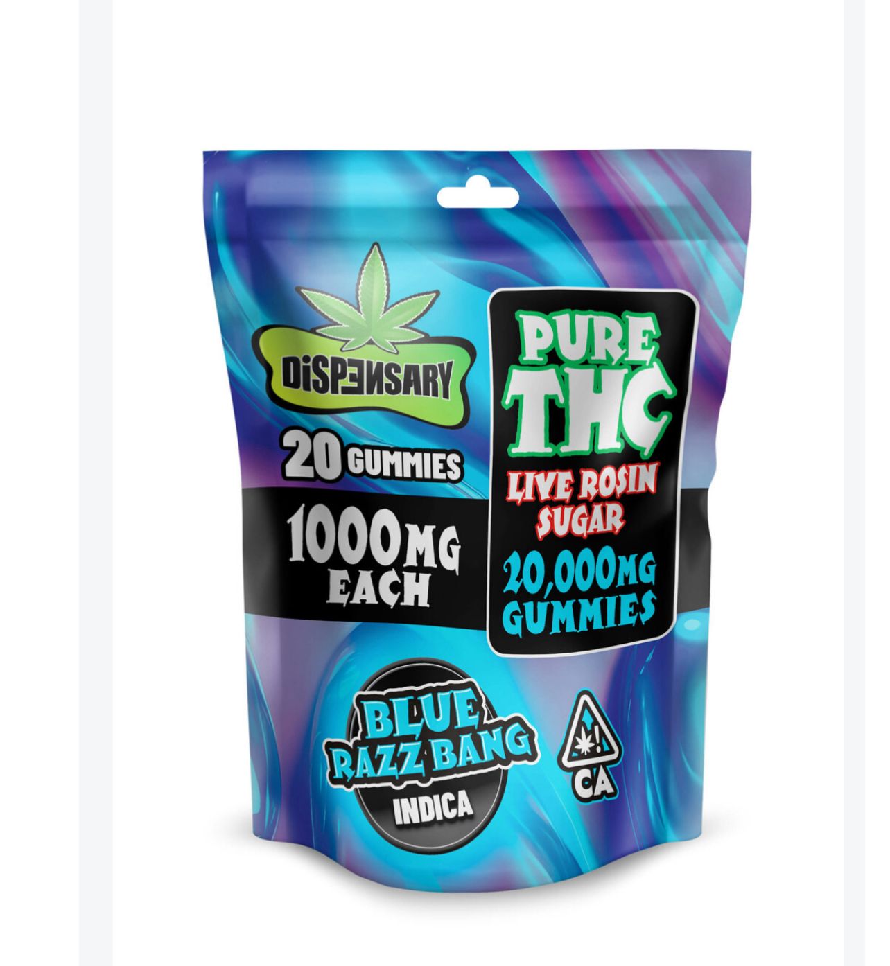 Dispensary 20 Count Pure THC Gummies – 20,000mg Live Rosin Sugar