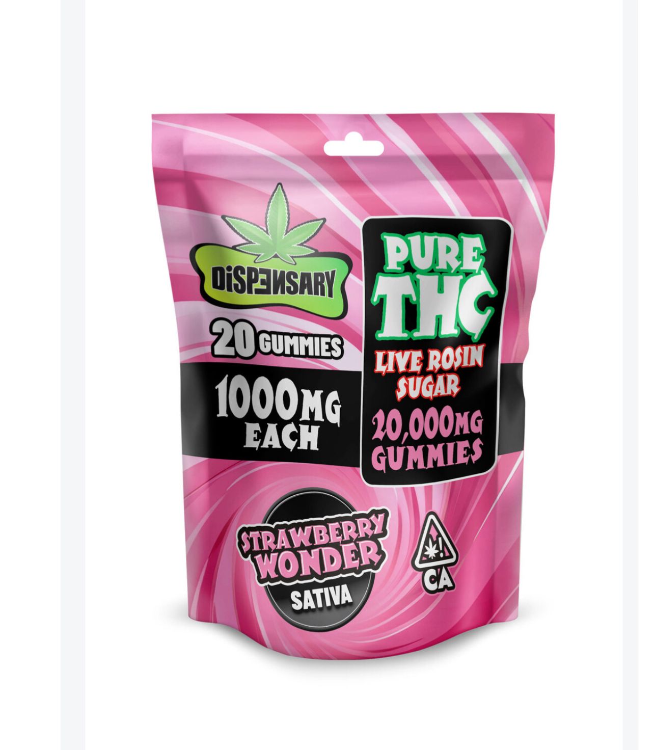 Dispensary 20 Count Pure THC Gummies – 20,000mg Live Rosin Sugar